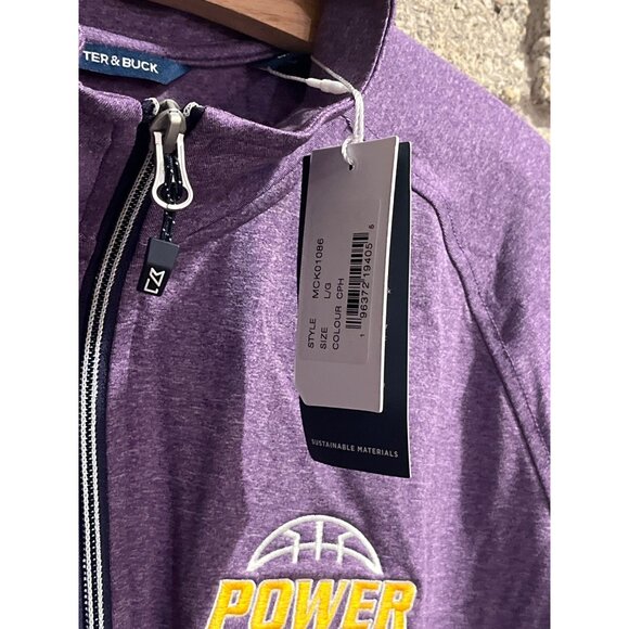 Cutter & Buck Power Basketball Purple Quarter-Zip Pullover L Sustainable Materia - Picture 2 of 7